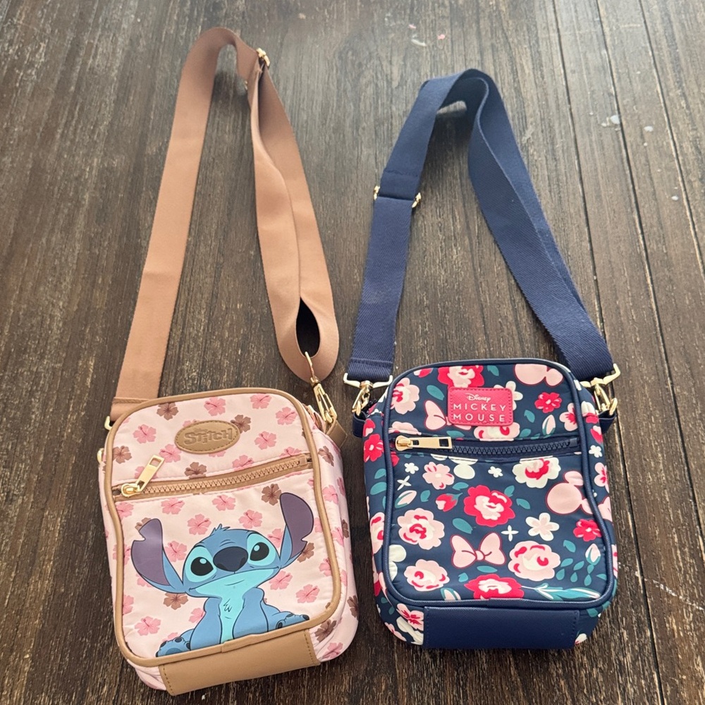 Disney Crossbody Bags - Pink Stitch and Blue Mickey Mouse